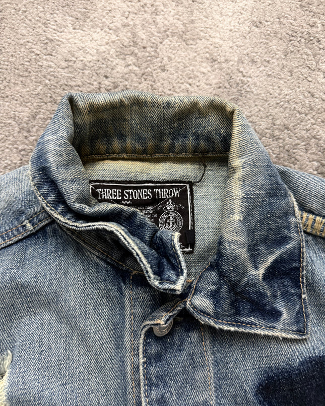 THREE STONES "DISTRESSED SHADOW" DENIM JACKET (S)