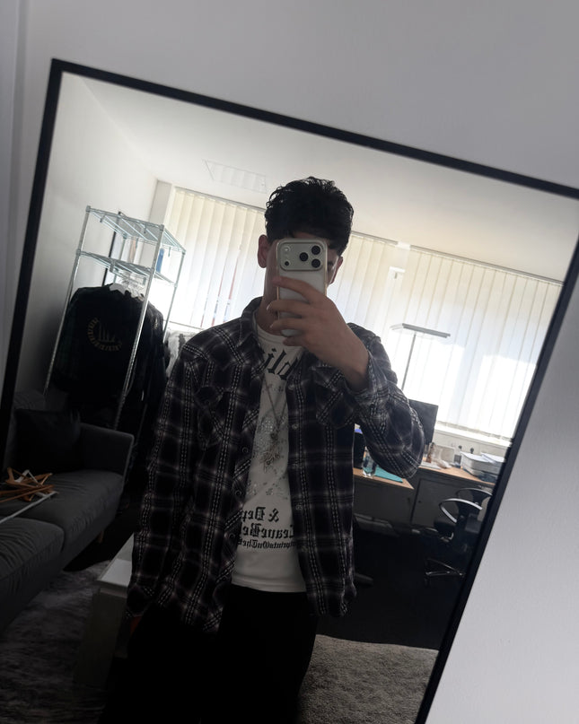 THRUXTON "MIDNIGHT STATIC" FLANNEL (M)