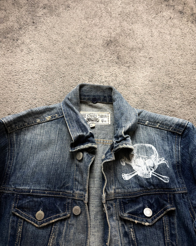 THREE STONES "SKULL FADE" DENIM JACKET (S)