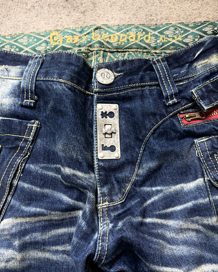 CRAZY LEOPARD "DISTRESSED WIDE" DENIM