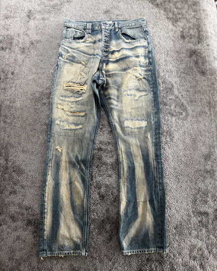 BONDS & PEACE "DESTROYED LIGHT FADE" DENIM (M)