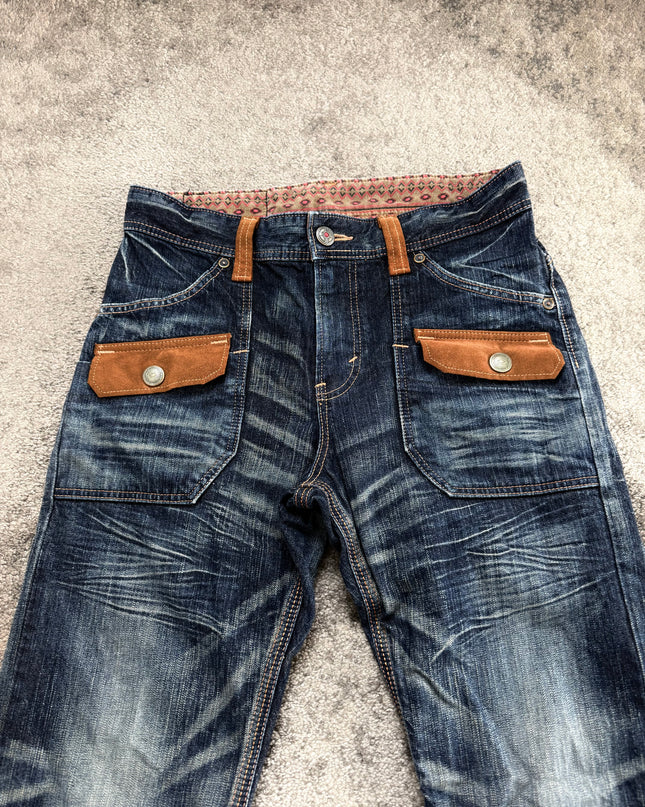 EDWIN "SUNBURST FADE LEATHER" DENIM (M)