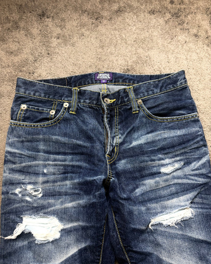 PURPLE EYEBROW "DISTRESSED INDIGO CHAOS" DENIM (S-M)