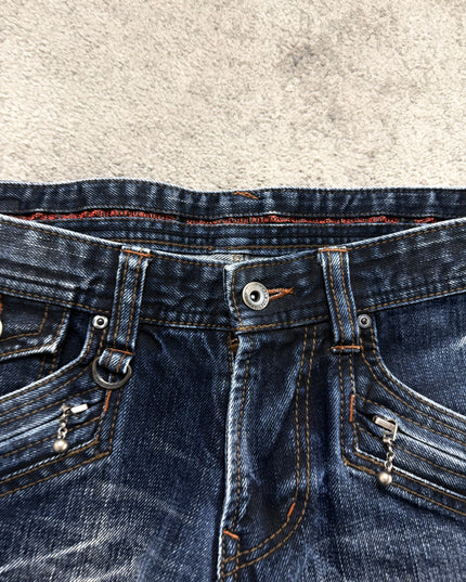 NICOLE CLUB "CRACKED INDIGO" DENIM