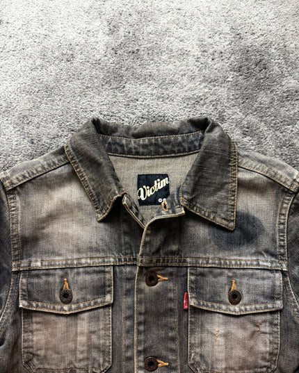 VICTIM "GREY DISTORTION" DENIM JACKET