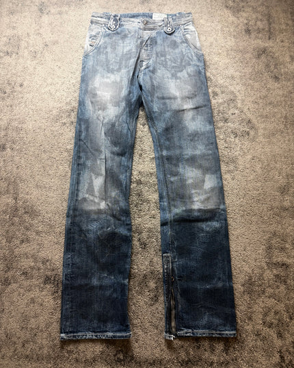 DIESEL "WASHED ZIP-FLARE" DENIM