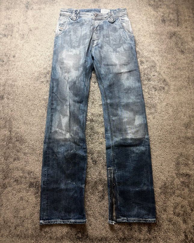 DIESEL "WASHED ZIP-FLARE" DENIM