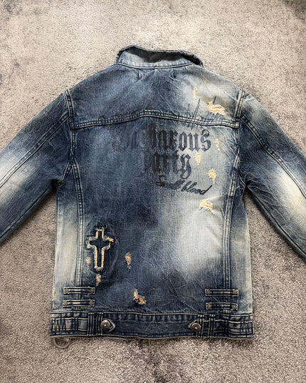 LAGUST "DISTRESSED INDIGO" DENIM JACKET (S-M)