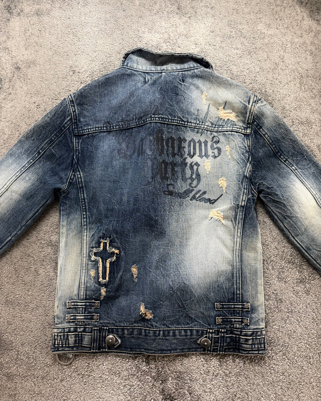 LAGUST "DISTRESSED INDIGO" DENIM JACKET (S-M)