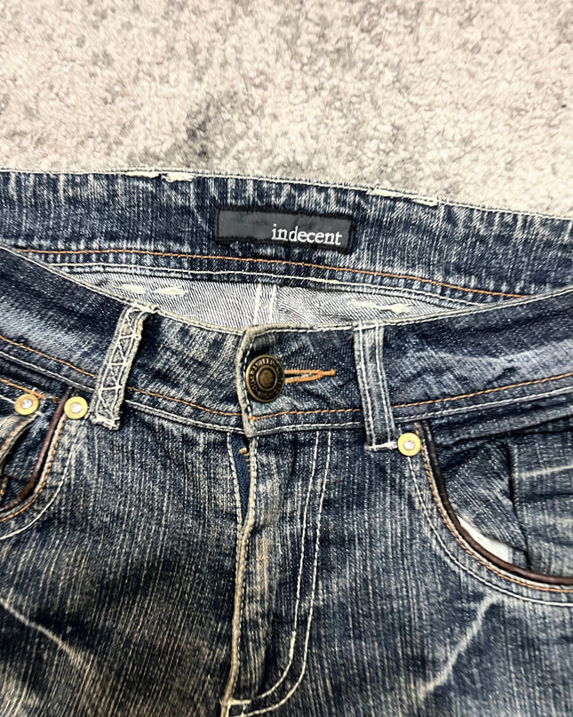 INDECENT "LEATHER FLARE" DENIM