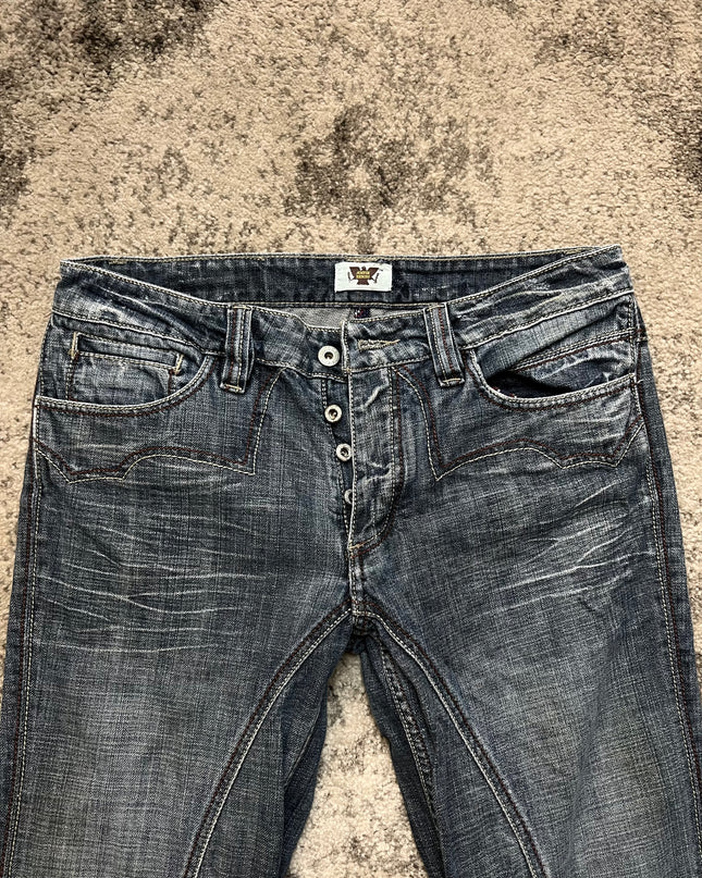ANTIK FLARED CROSS-STITCH DENIM