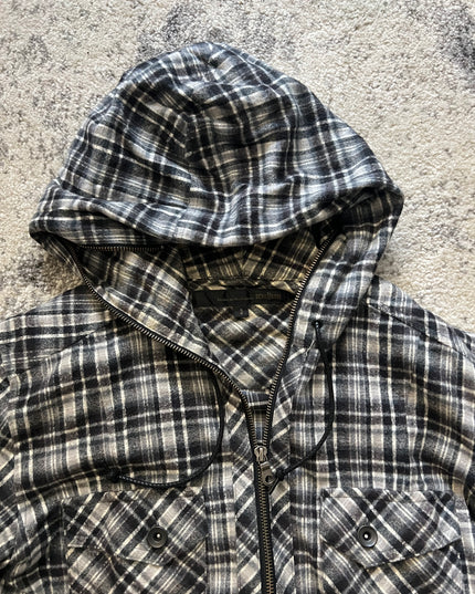 KEY BLACK AND WHITE FLANNEL HOODIE
