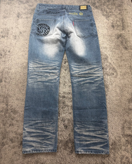 BANANA SEVEN "GHOST FADE SCRIPT" DENIM (L)
