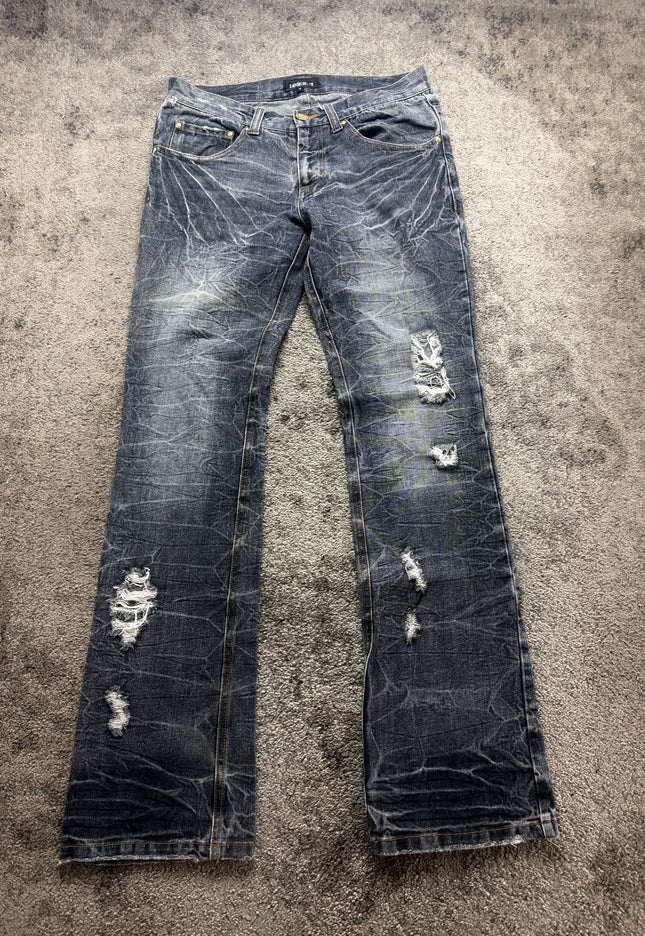 LOWBOX "CRACKED FLARE" DENIM (S-M)