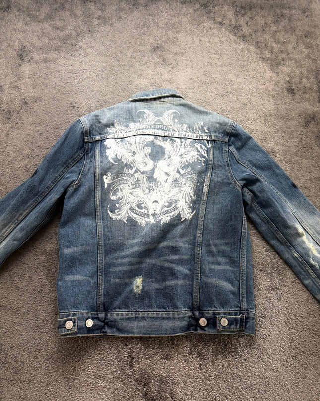 THREE STONES "DISTRESSED SHADOW" DENIM JACKET (S)