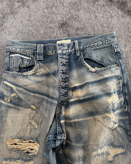 BONDS & PEACE "DESTROYED LIGHT FADE" DENIM (M)