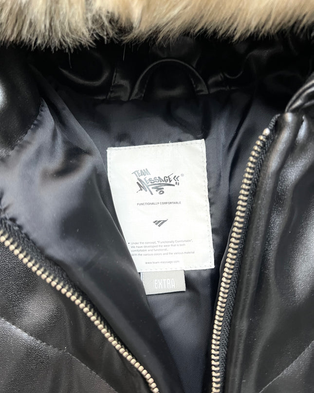 TEAM MESSAGE "SHADOW FAUX LEATHER" PUFFER