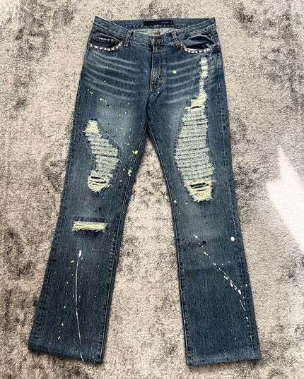 KEY DISTRESSED CRYSTAL DENIM