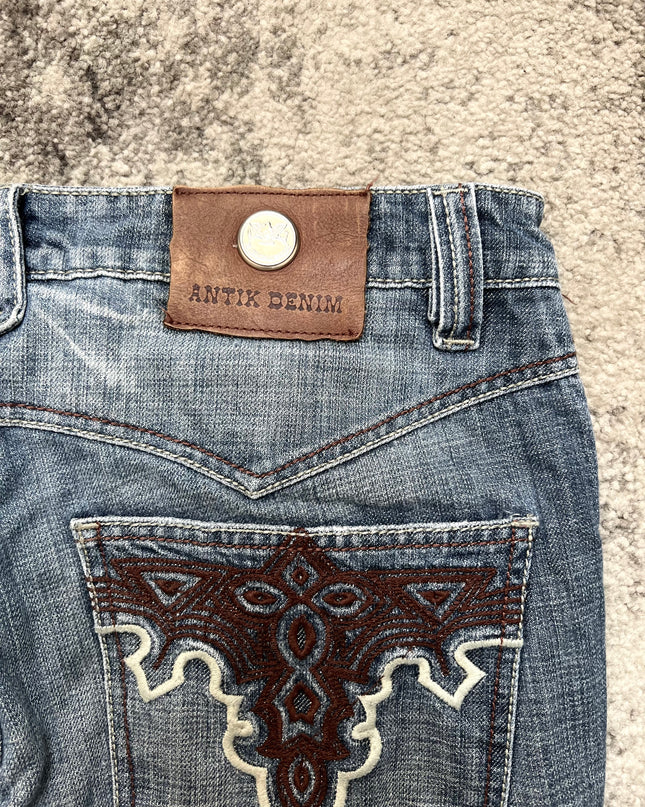 ANTIK FLARED CROSS-STITCH DENIM