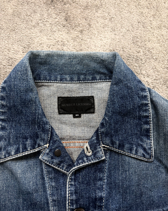 MURDER LICENSE "WASHED INDIGO" DENIM JACKET (S-M)