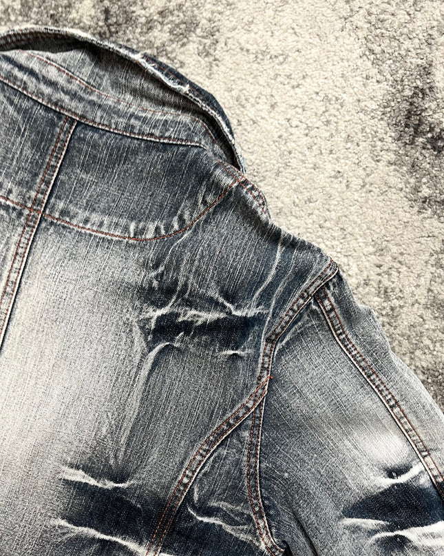 LOWBOX DECONSTRUCTED AND CRUSHED DENIM JACKET