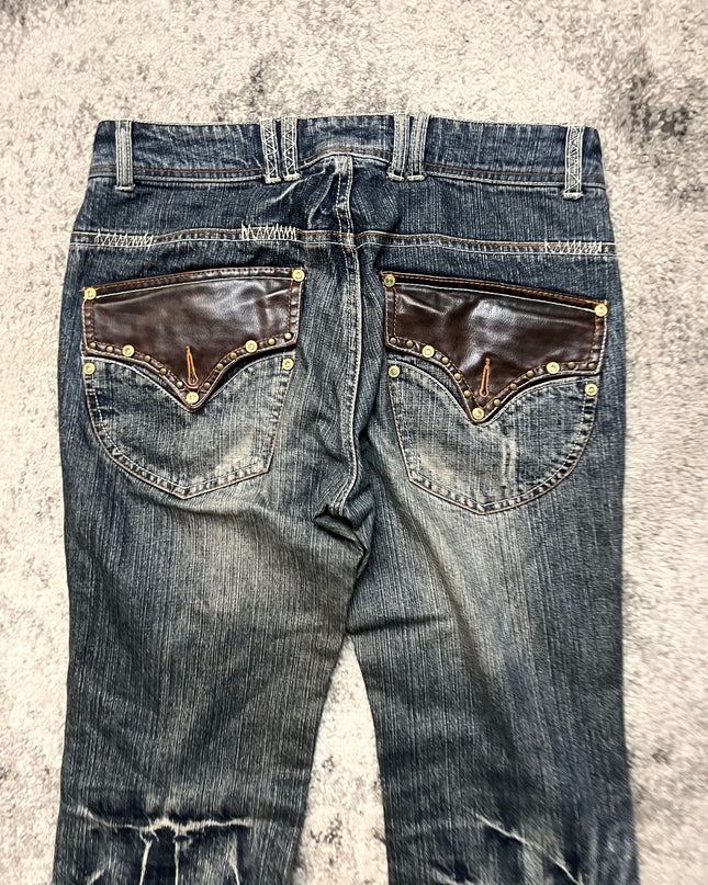 INDECENT "LEATHER FLARE" DENIM