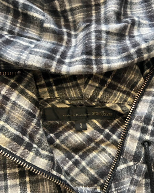 KEY BLACK AND WHITE FLANNEL HOODIE