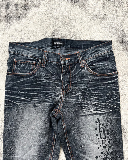 LOWBOX FLARE SPLATTER DENIM