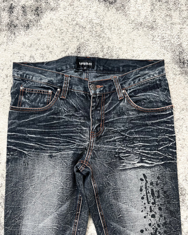 LOWBOX FLARE SPLATTER DENIM