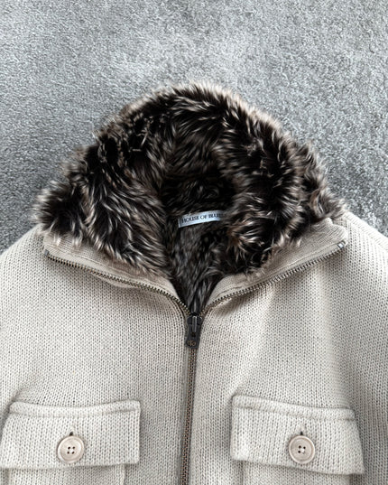 HOUSE OF BLUES "FUR LINED" KNIT HOODIE (M)