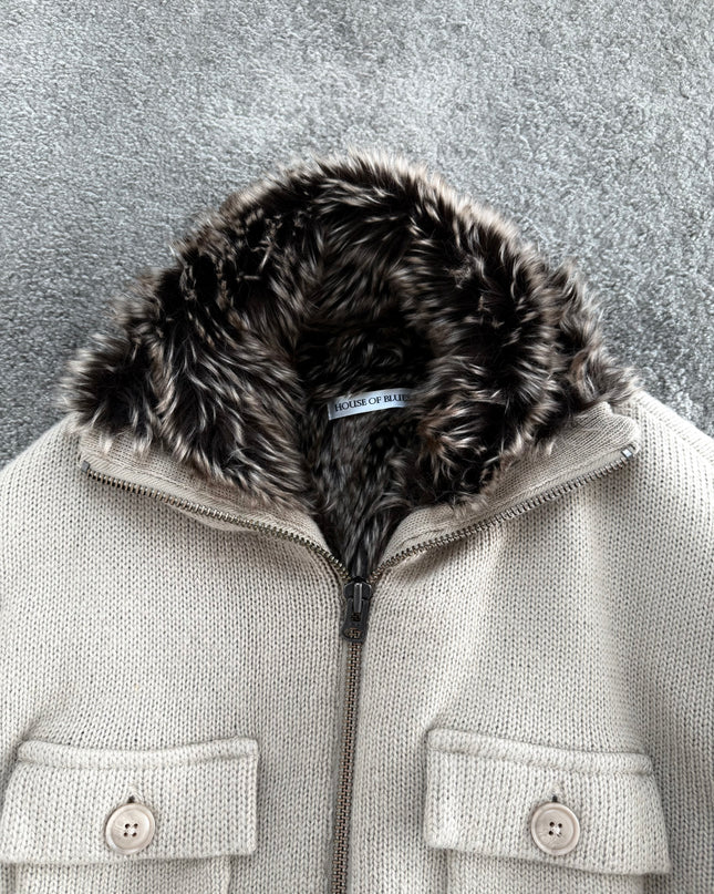 HOUSE OF BLUES "FUR LINED" KNIT HOODIE (M)