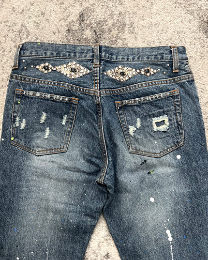 KEY DISTRESSED CRYSTAL DENIM