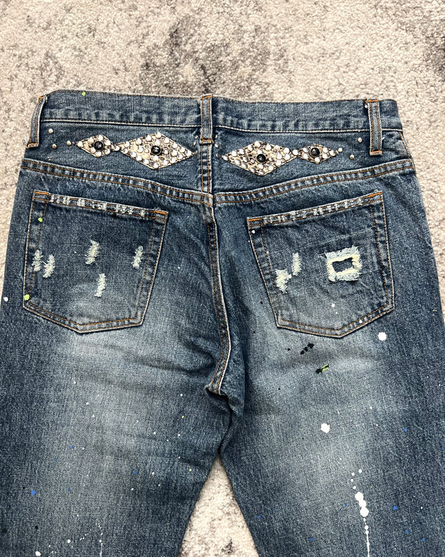 KEY DISTRESSED CRYSTAL DENIM