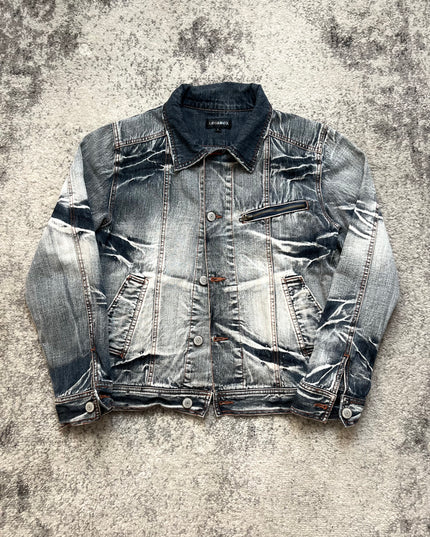 LOWBOX DECONSTRUCTED AND CRUSHED DENIM JACKET