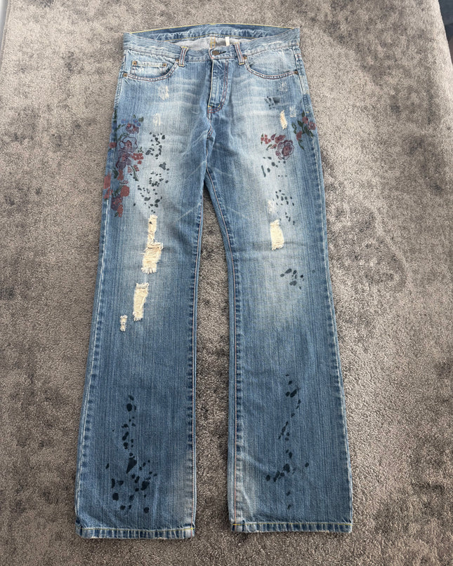 ROYAL BLUE "SAKURA PAINT" DENIM (M)