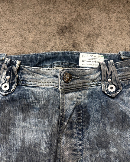 DIESEL "WASHED ZIP-FLARE" DENIM