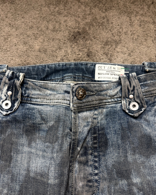 DIESEL "WASHED ZIP-FLARE" DENIM