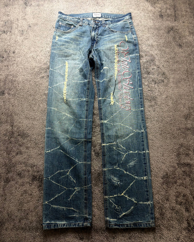 NYLAUS "SCRIPTED INDIGO" DENIM