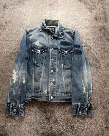 THREE STONES "DISTRESSED SHADOW" DENIM JACKET (S)