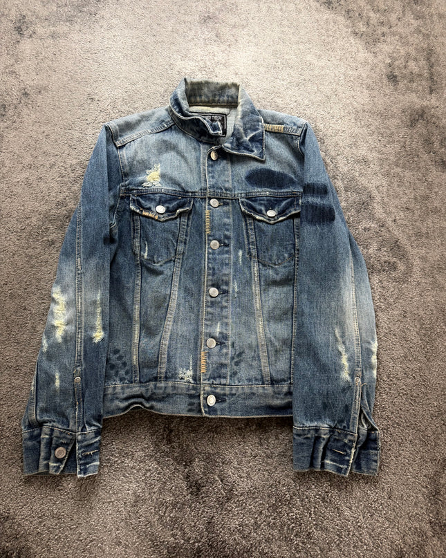 THREE STONES "DISTRESSED SHADOW" DENIM JACKET (S)