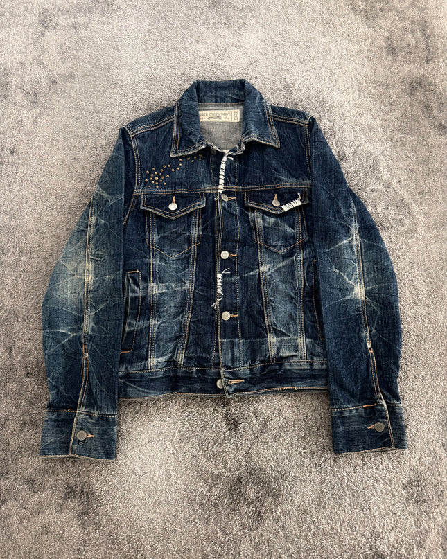 THREE STONES "SCAR STUD" DENIM JACKET (S-M)