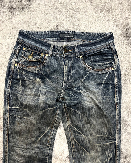 INDECENT "LEATHER FLARE" DENIM