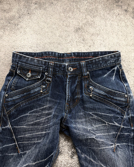 NICOLE CLUB "CRACKED INDIGO" DENIM