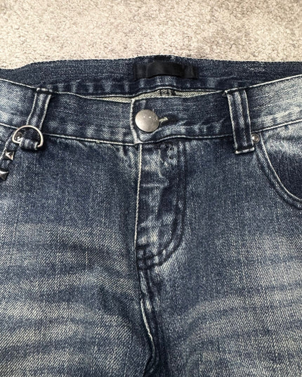BLACK "DISTRESSED GRID FADE" DENIM (S)