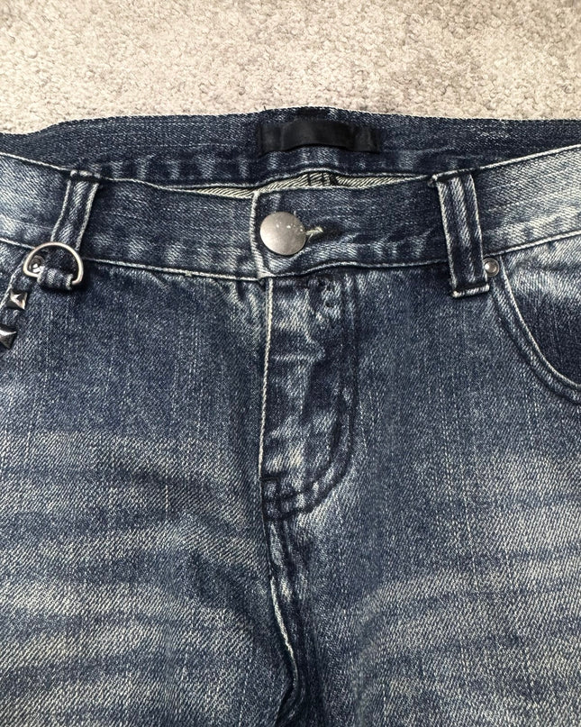 BLACK "DISTRESSED GRID FADE" DENIM (S)