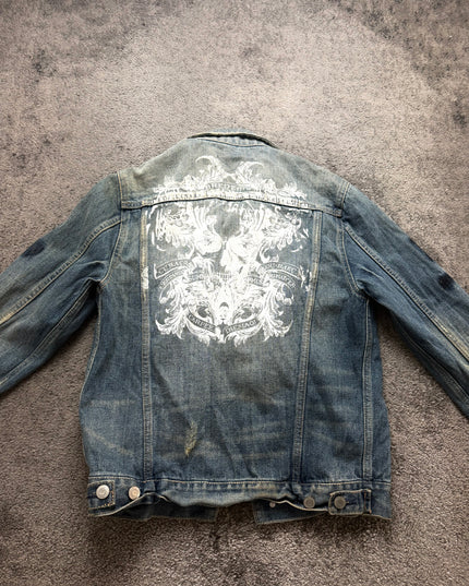 THREE STONES "DISTRESSED INDIGO" DENIM JACKET (S)