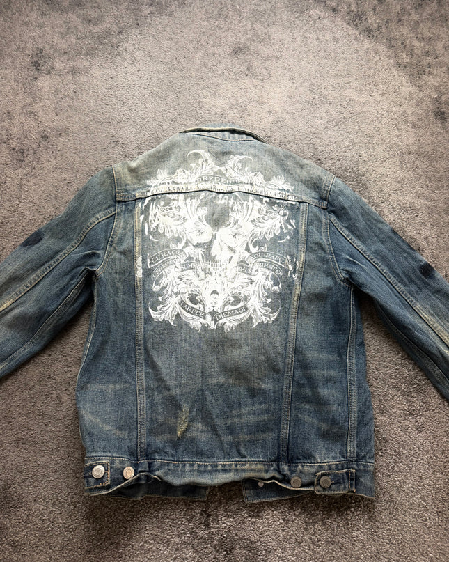 THREE STONES "DISTRESSED INDIGO" DENIM JACKET (S)