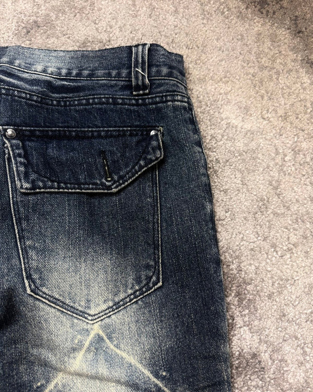 BLACK "DISTRESSED GRID FADE" DENIM (S)