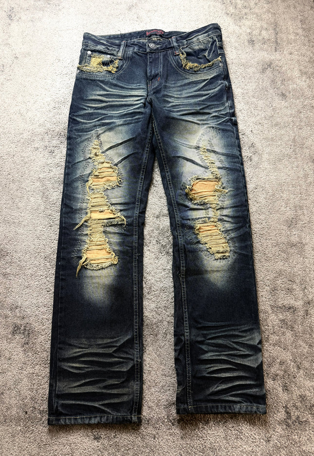 DOWKEOOW "DESTROYED INDIGO" DENIM