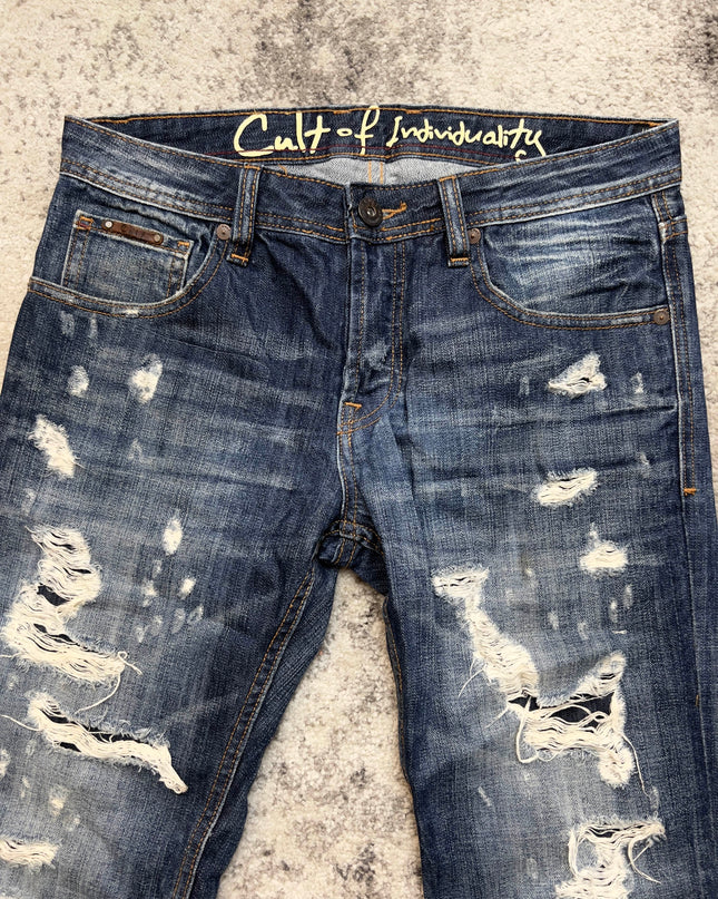 CULT OF INDIVIDUALITY RAW AND RIPPED DENIM